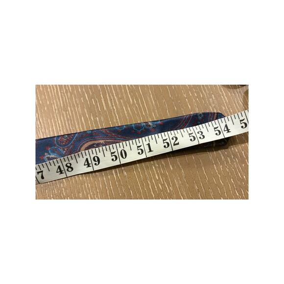 Paisley Print Blue Purple Silk Camden Court Neck Tie Pocket Square Set Formal - Picture 2 of 5